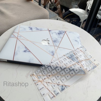 Combo Case Ốp Macbook Vân Đá Trắng New & Phủ Phím