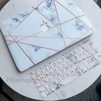 Combo Case Ốp Macbook Vân Đá Trắng New & Phủ Phím
