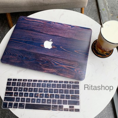 Combo Case Ốp Macbook Gỗ Xanh Đen & Phủ Phím