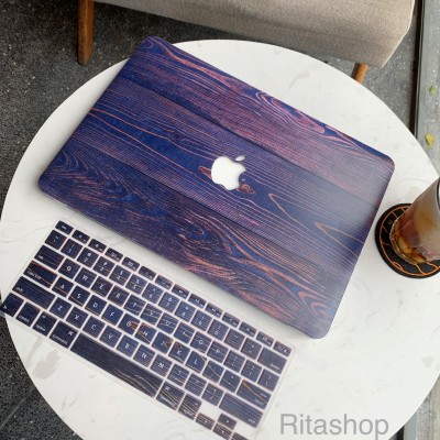 Combo Case Ốp Macbook Gỗ Xanh Đen & Phủ Phím