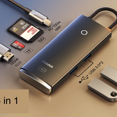 Hub Cổng Chuyển Type C Baseus 6 in 1 Macbook