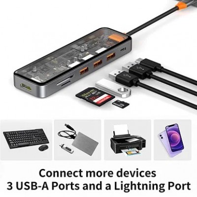 Hub chuyển đổi Type C WiWU Space Gray Usb C 7-in-1 Cho Macbook