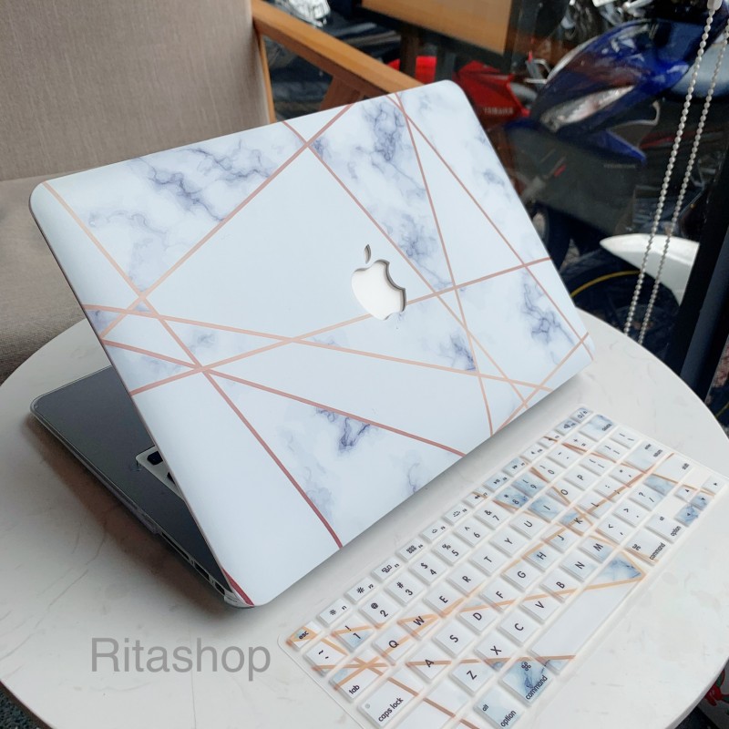 Combo Case Ốp Macbook Vân Đá Trắng New & Phủ Phím