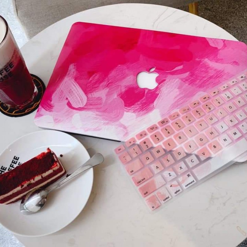 Combo Case Ốp Macbook Vệt Hồng & Phủ Phím